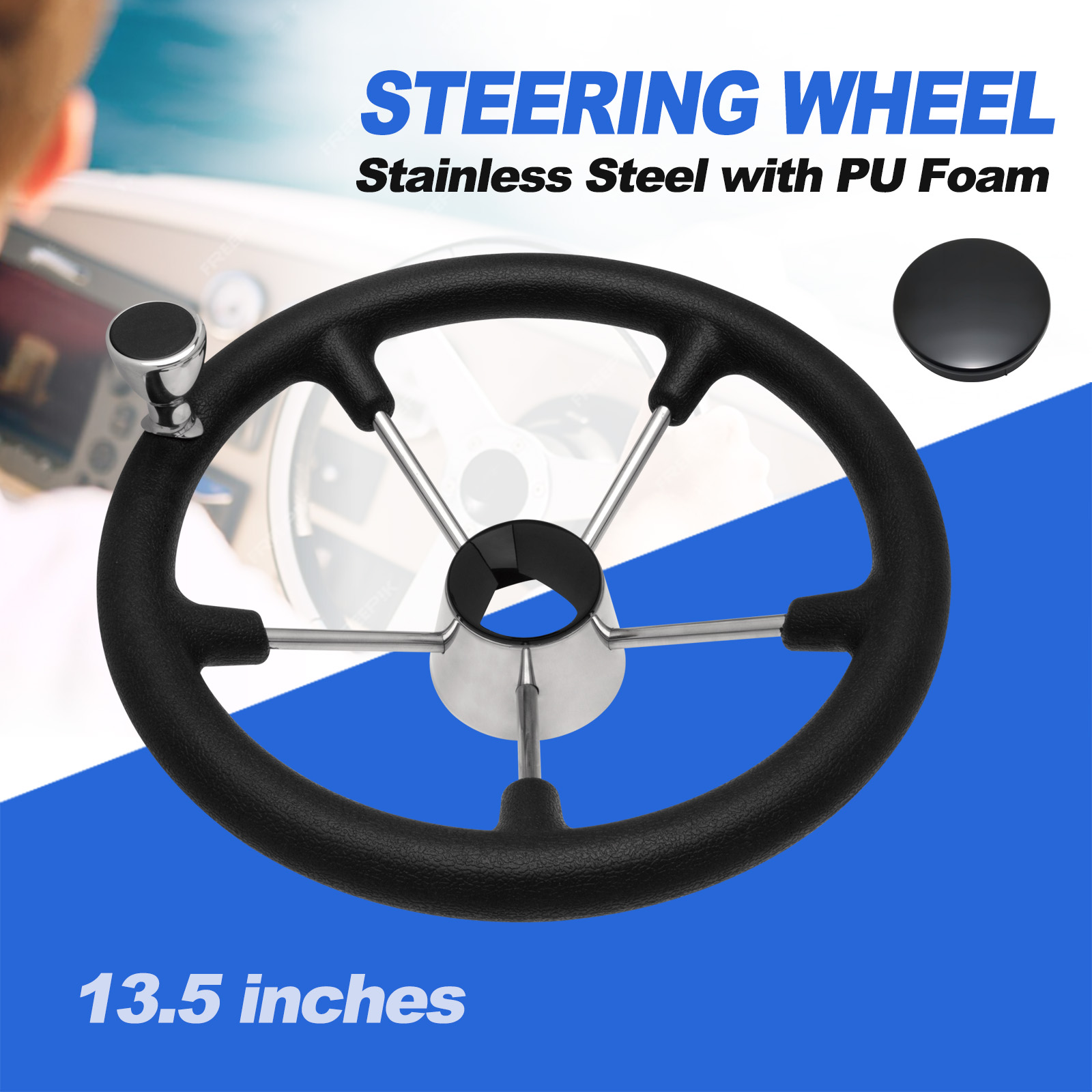 Fishing Boat Steering Wheel - Volante de barco de aço inoxidável
